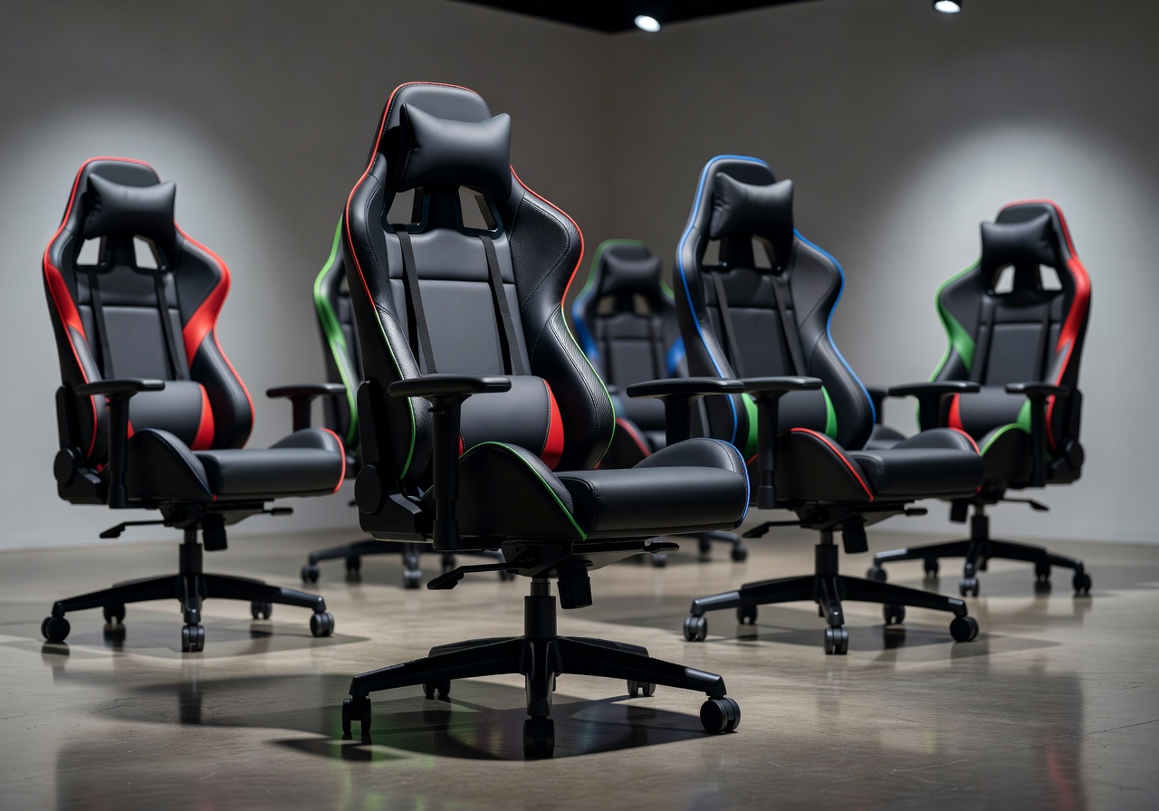 Racing style gaming chairs category with bucket seat design