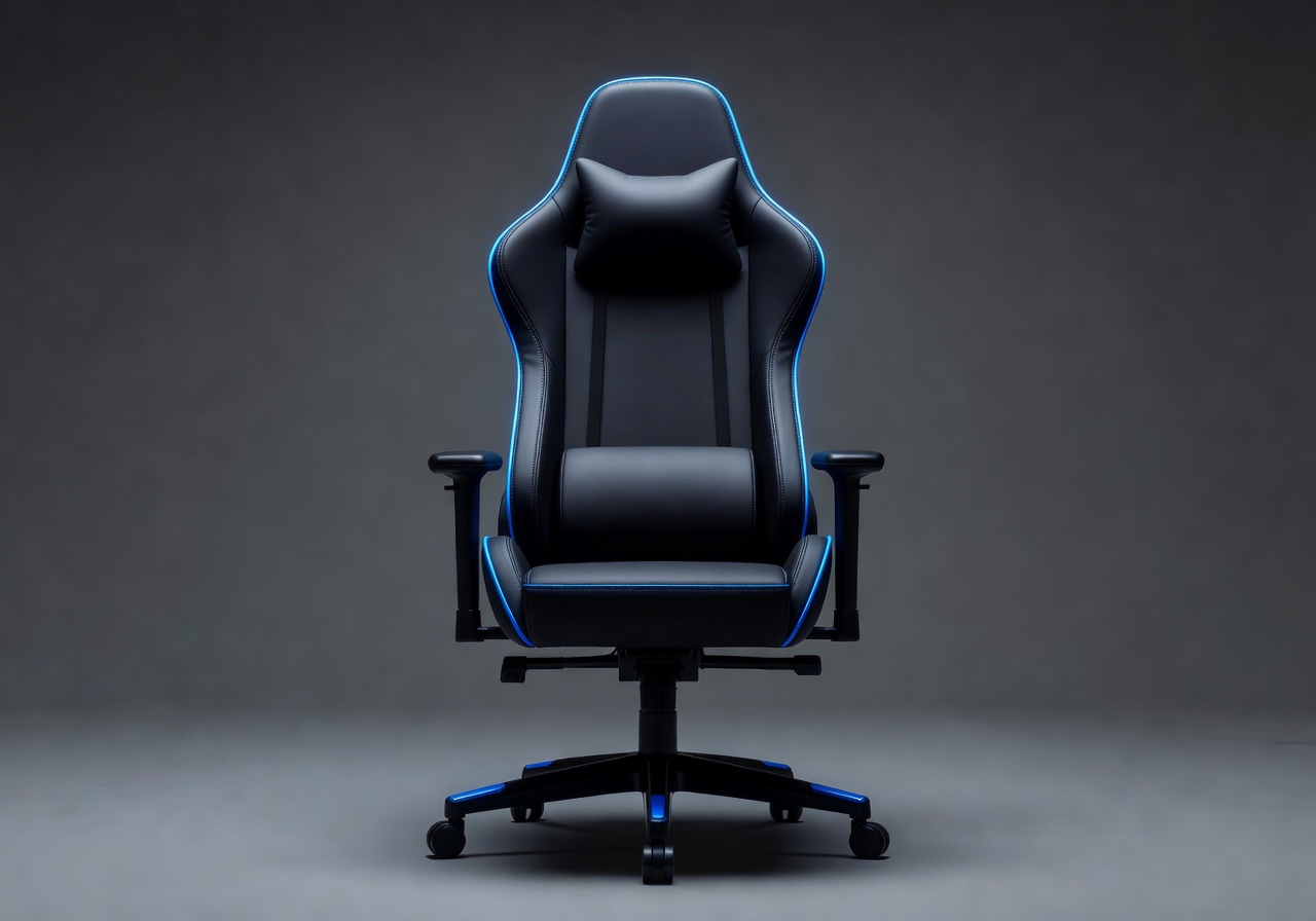 Vexobraplorvi Pro X1 gaming chair main view black with electric blue highlights