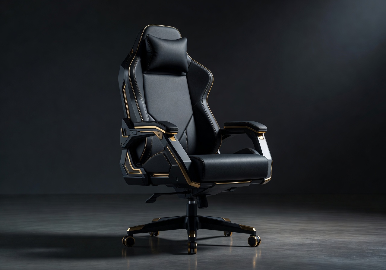 Vexobraplorvi Titan Commander gaming chair in black with gold premium detailing